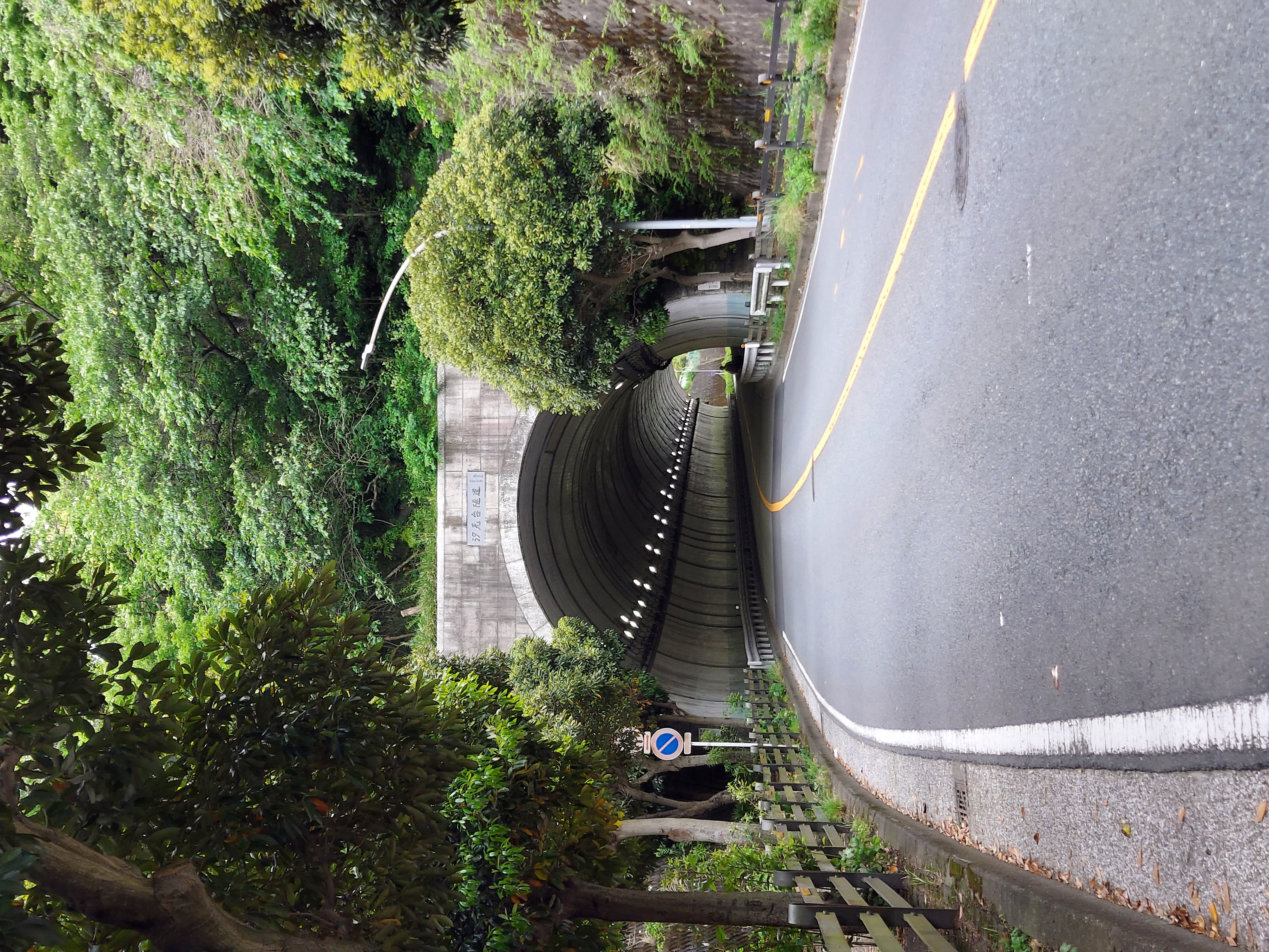 坂を上った先のトンネル